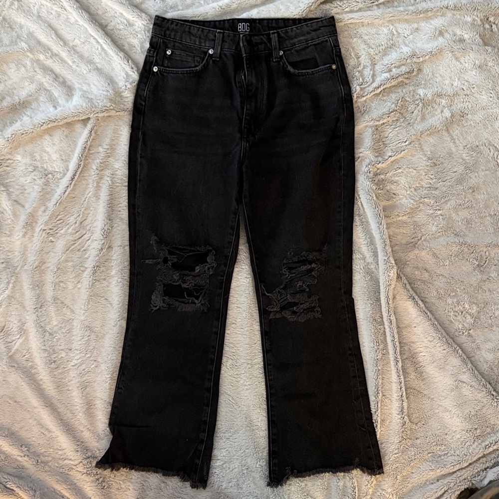 BDG Black Distressed Flare Jeans